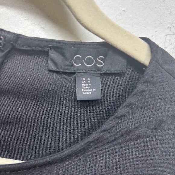 COS Black Long-Sleeve Button Cuff Shift Dress US 6 Polyester/Wool Blend - Picture 2 of 13